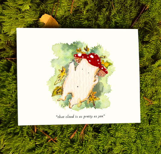 'That cloud is as pretty as you' Cute Fantasy Mushroom Art Print