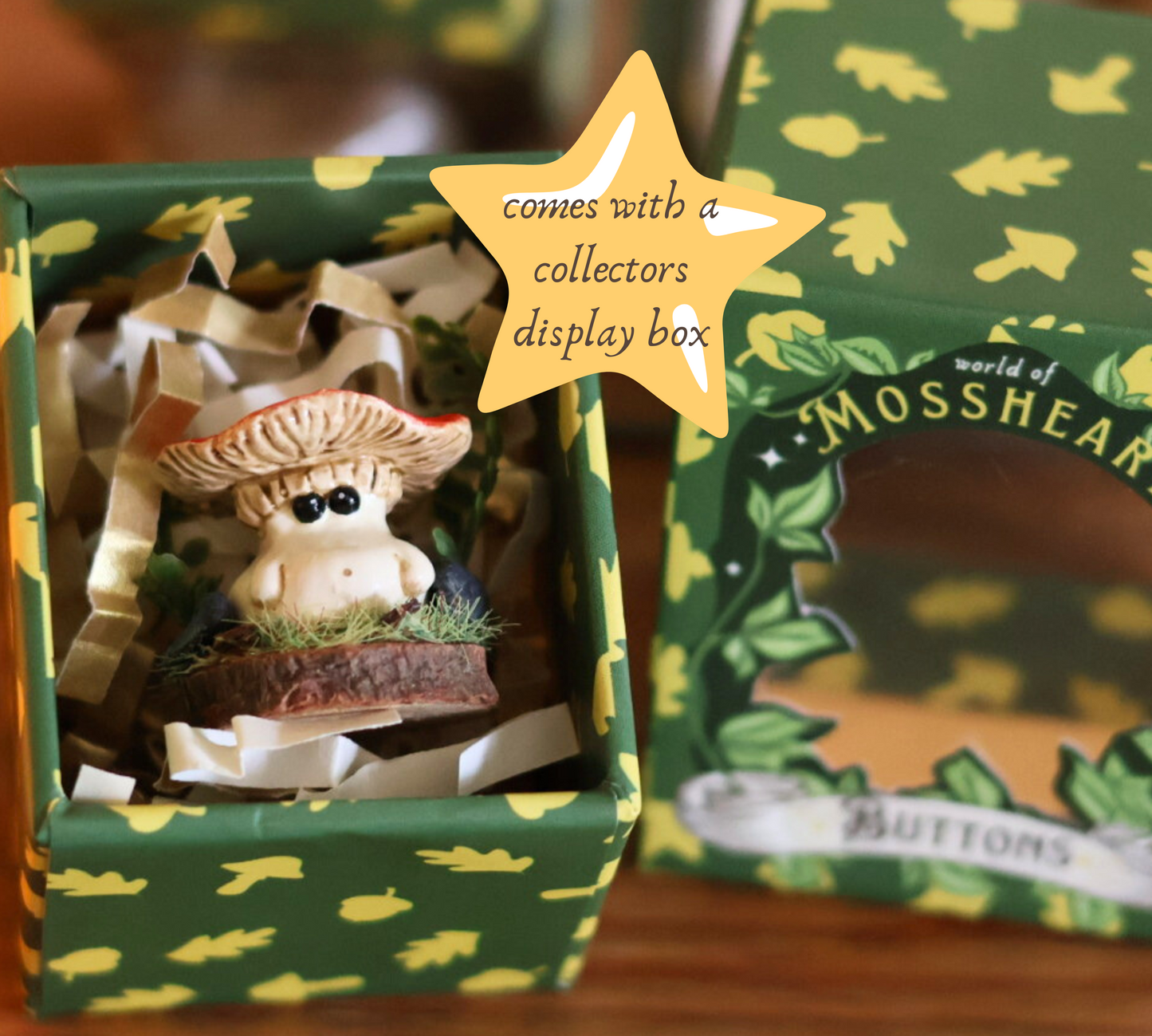 Miniature Buttons the Quiet mushroom - Collectible Figurine