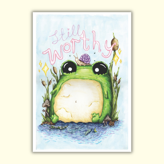 "Still Worthy" - Glumbert the Sad Toad Fantasy Art Print